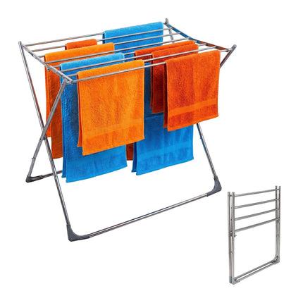 Stainless Steel Folding Drying Rack, 8 Bars, Silver