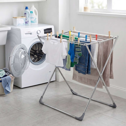 Stainless Steel Folding Drying Rack, 8 Bars, Silver