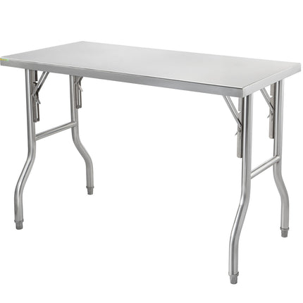 Stainless Steel Folding Prep Table, 48 x 24 in, 660 lb