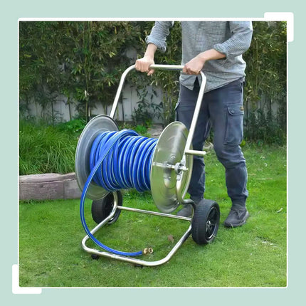 Stainless Steel Garden Hose Cart, 200m Capacity