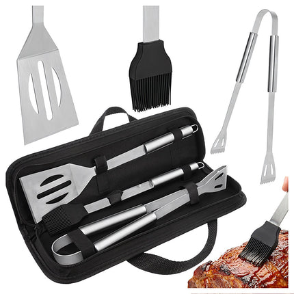 Stainless Steel Grill Tool Set with Case – 3 Pieces