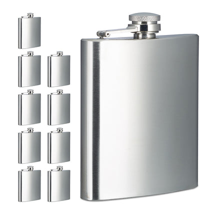 Stainless Steel Hip Flasks, 200ml, Set of 10