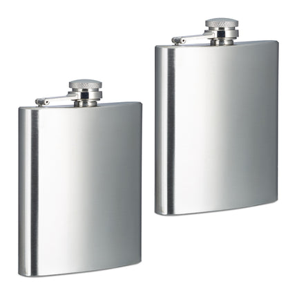 Stainless Steel Hip Flasks, Set of 2, 200ml