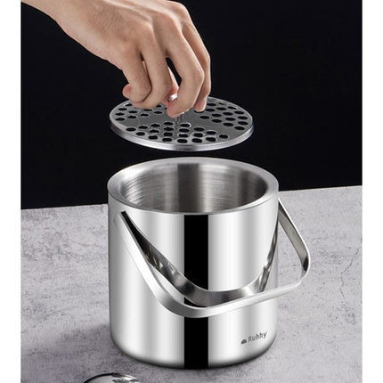 Stainless Steel Ice Bucket Set with Tongs and Spoon, 1.3L