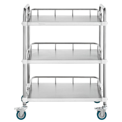 Stainless Steel Lab Rolling Cart, 3-Shelf, Locking Casters