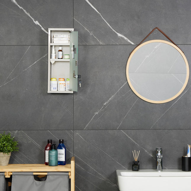 Stainless Steel Medicine Cabinet with Lock, 3 Compartments