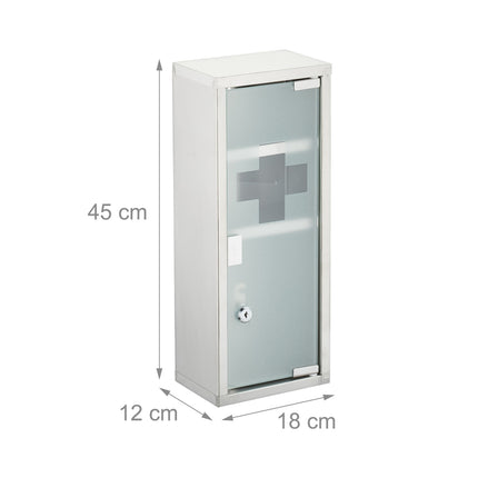 Stainless Steel Medicine Cabinet with Lock, 3 Compartments