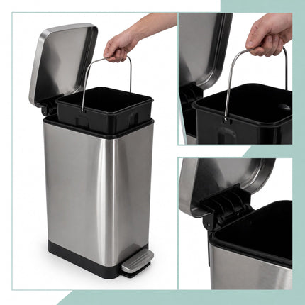 Stainless Steel Pedal Bin, 15L – Soft-Close, Slim Design