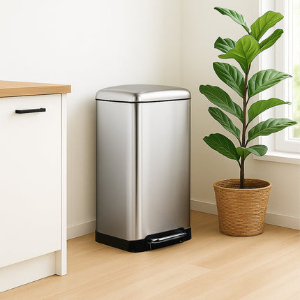 Stainless Steel Pedal Bin, 30L with Garbage Bags