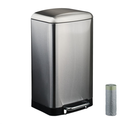 Stainless Steel Pedal Bin, 30L with Garbage Bags