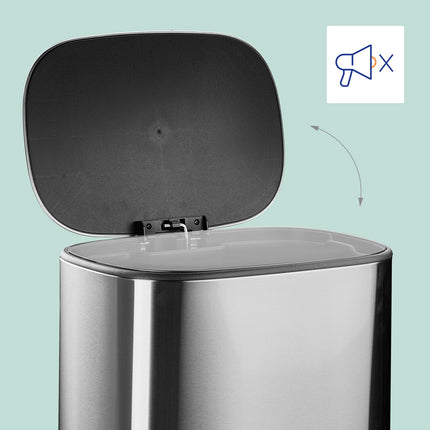 Stainless Steel Pedal Bin, 50L, Soft-Close Lid