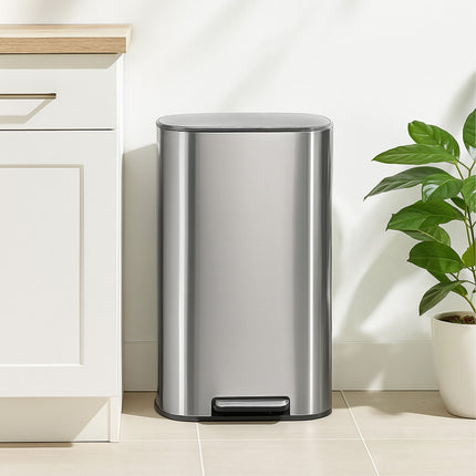 Stainless Steel Pedal Bin, 50L, Soft-Close Lid