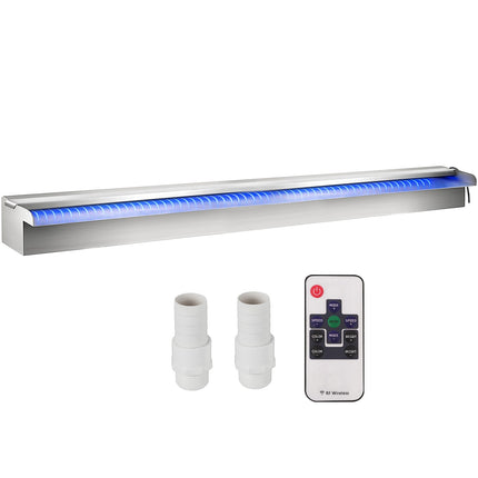 Stainless Steel Pool Waterfall Fountain, 35.4 in, LED