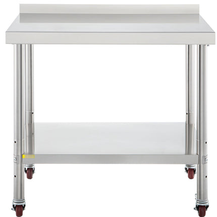 Stainless Steel Prep Table 30x24, Backsplash, Casters
