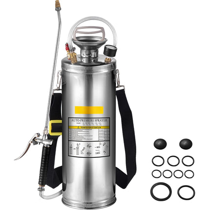 Stainless Steel Pump Sprayer 10L, Adjustable Nozzle