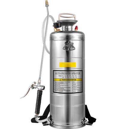 Stainless Steel Pump Sprayer 12L, Nozzle, Pressure Gauge
