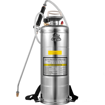 Stainless Steel Pump Sprayer 12L, Nozzle, Pressure Gauge