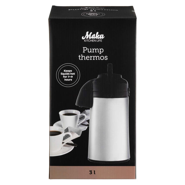 Stainless Steel Pump Thermos, 3 Liters