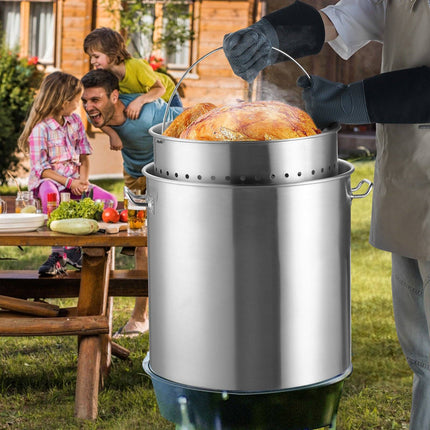 Stainless Steel Stockpot 100 Qt with Basket and Lid