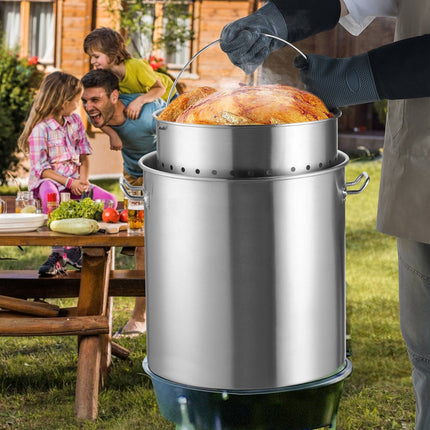 Stainless Steel Stockpot, 84 Qt, Basket and Lid