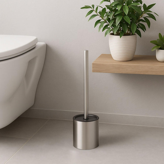 Roestvrijstalen toiletborstel met houder