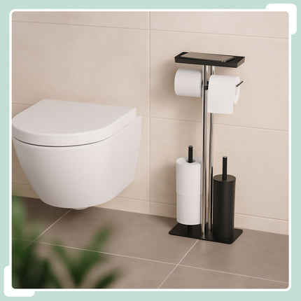 Stainless Steel Toilet Kit with Shelf and Holder