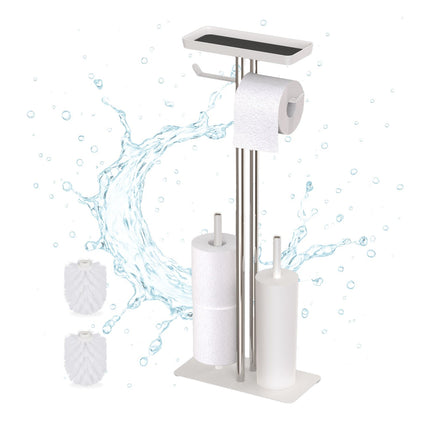 Stainless Steel Toilet Kit with Shelf and Spare Roll Holder