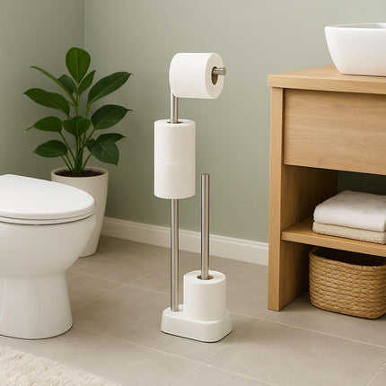 Stainless Steel Toilet Paper Holder with Brush