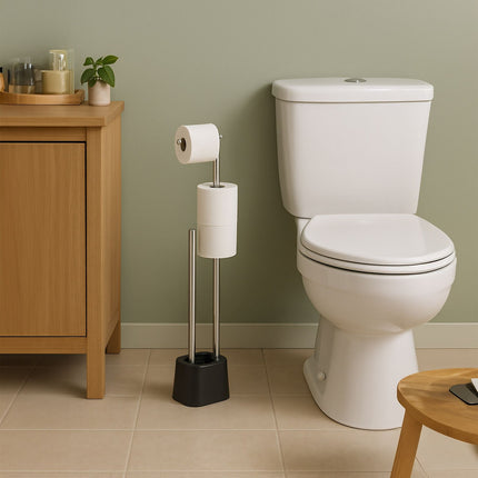 Stainless Steel Toilet Paper Holder with Brush