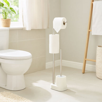 Stainless Steel Toilet Paper Holder with Brush