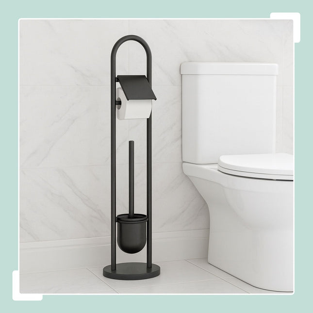 Stainless Steel Toilet Roll Holder and Brush Set