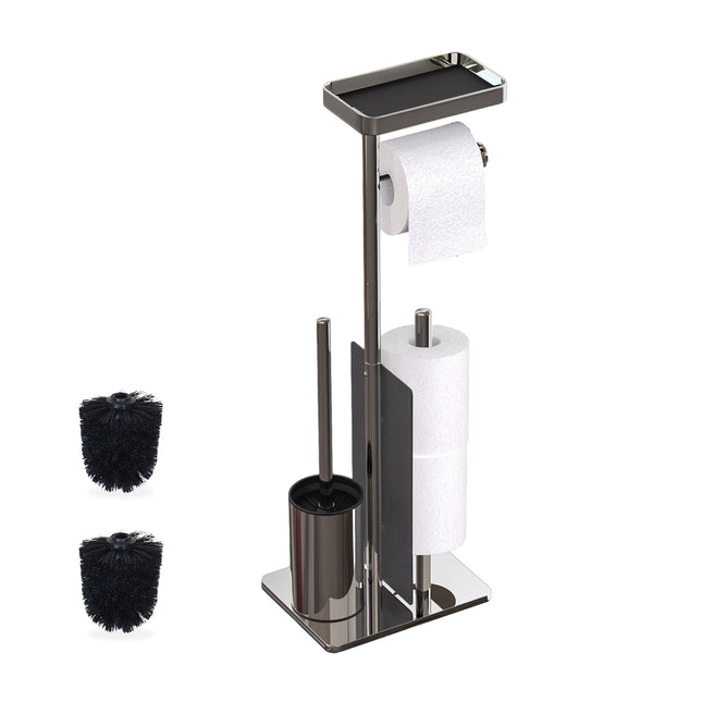 Stainless Steel Toilet Stand with Shelf and Brush