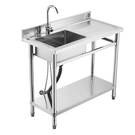 Stainless Steel Utility Sink, Single Bowl With Faucet, 1000x500mm