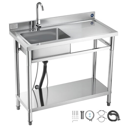 Stainless Steel Utility Sink, Single Bowl With Faucet, 1000x500mm