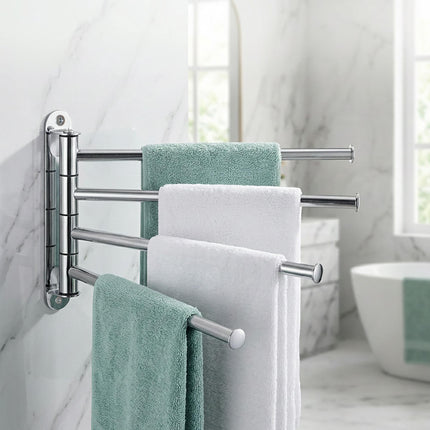 Stainless Steel Wall Towel Rail, 4 Swivelling Arms
