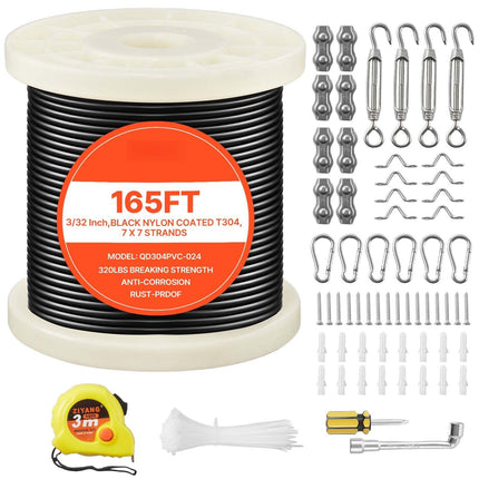 Stainless Steel Wire Rope Kit, 3/32 in x 165 ft