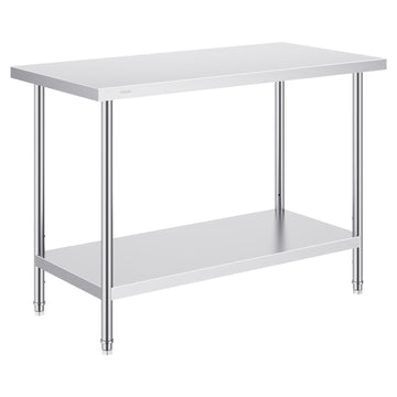 Stainless Steel Work Prep Table, 24 x 48 In, Adjustable Shelf