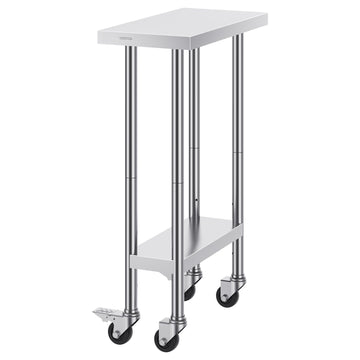 Stainless Steel Work Table 24x12x38, Wheels, Adjustable