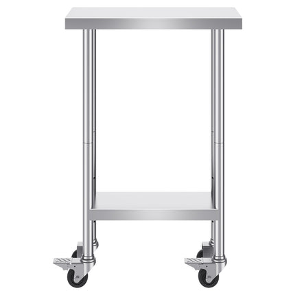 Stainless Steel Work Table 24x12x38, Wheels, Adjustable