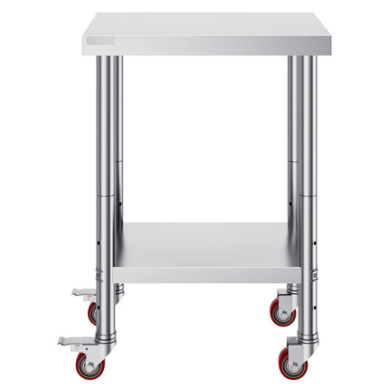 Stainless Steel Work Table 24x18x34, 4 Wheels, 700 lb