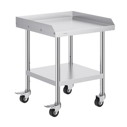 Stainless Steel Work Table 24x24 in, Casters, Backsplash