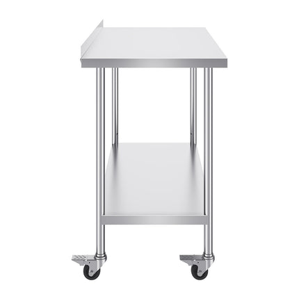 Stainless Steel Work Table 24x48, Casters, Adjustable Shelf