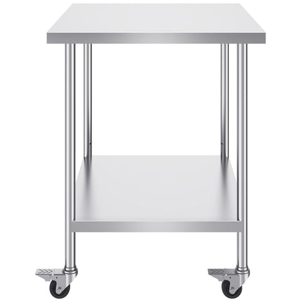 Stainless Steel Work Table 30x36x38, Adjustable Shelf, Wheels