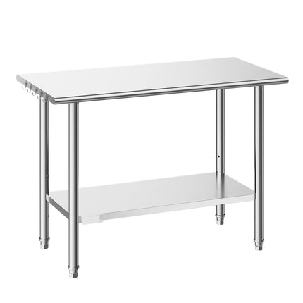 Stainless Steel Work Table, 48 x 24 In, Adjustable Undershelf