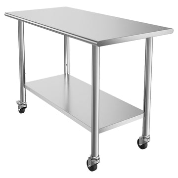 Stainless Steel Work Table 48 x 24 in with Wheels