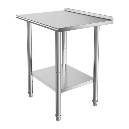 Stainless Steel Work Table 61x76 cm, Backsplash, Adjustable Shelf