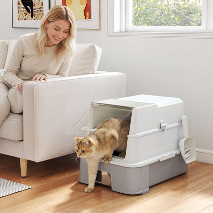 Stainless Steel XL Cat Litter Box with Lid & Scoop