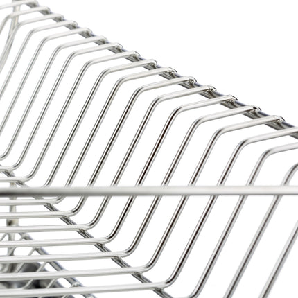 Stainless steel dish rack with glass holder