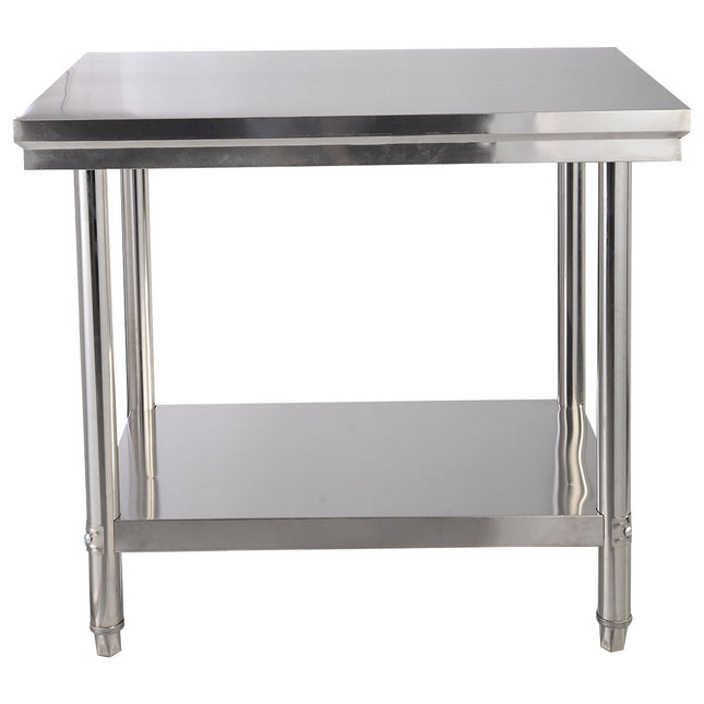 Stainless steel kitchen table work table gastro table with intermediate shelf 92x61x90cm