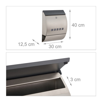Stainless steel mailbox with magazine compartment